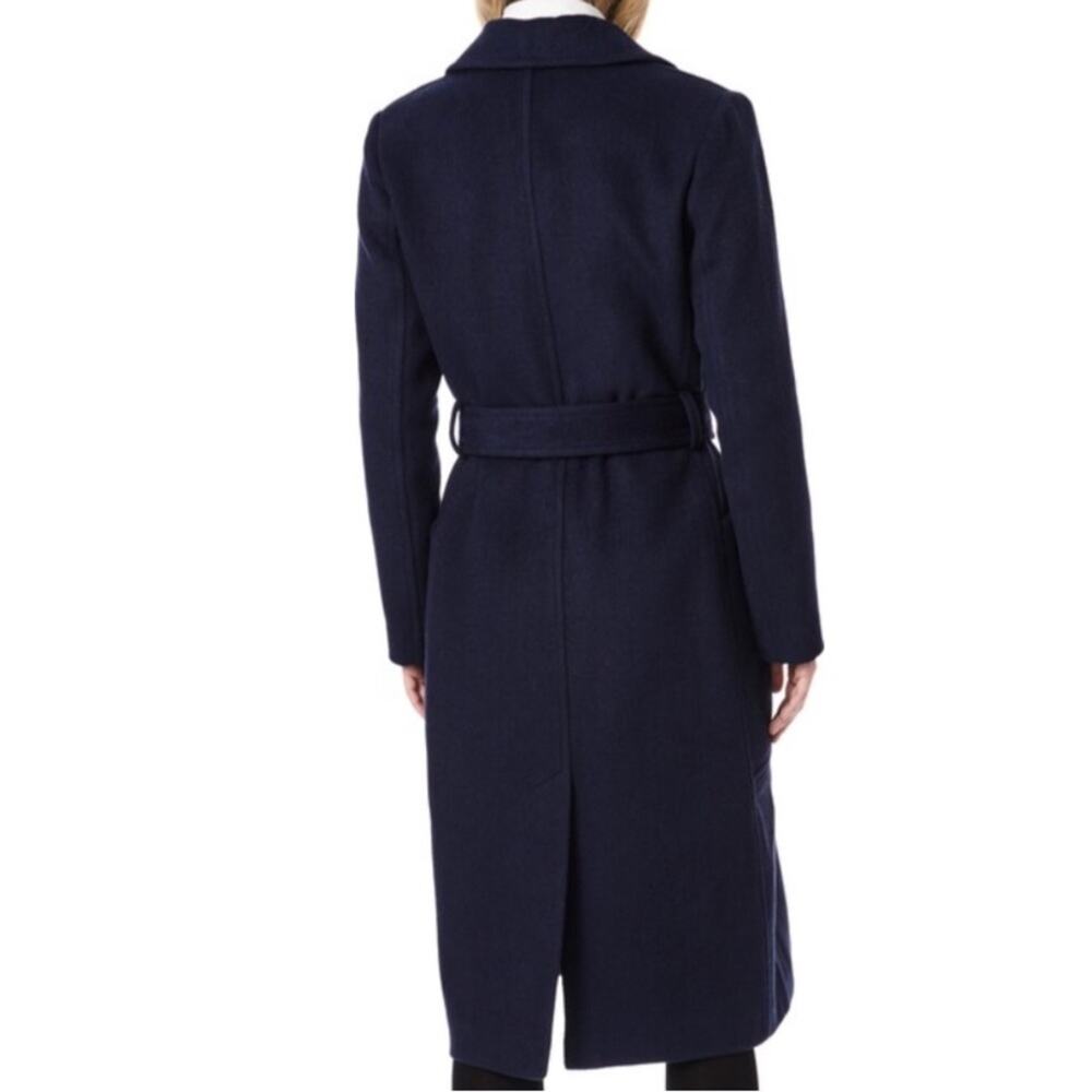 Bernardo Belted Wool Blend Longline Coat - Deep Navy Size XL - Picture 2 of 10